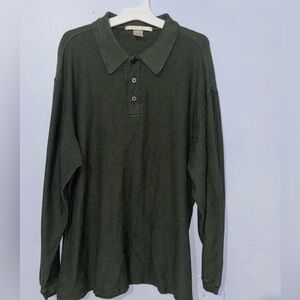 Perry Ellis Green Polo Shirt Classic Knit Design